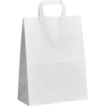 Nákupní taška Harmanec-Kuvert Papírová taška střední s plochým uchem 26x12x35 cm, bílá, do 8 kg