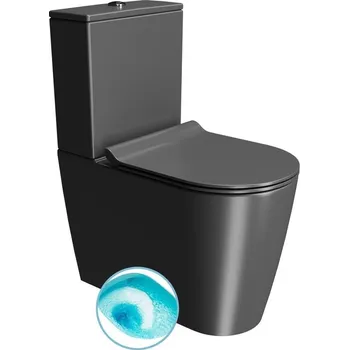 KUBE X WC kombi, Swirlflush, spodní/zadní odpad, černá dual-mat