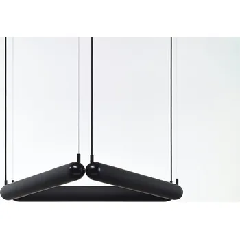 Brokis Designové skleněné svítidlo ve tvaru trojúhelníku Puro Contour Triangle Délka strany: 800 mm, Barva skla: Tmavě šedá, Povrch montury: Černý matný komaxit PC01118_002