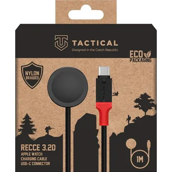 Datový kabel Magnetický nabíjecí kabel TACTICAL Recce USB-C pro Apple Watch - 1m - černý / červený