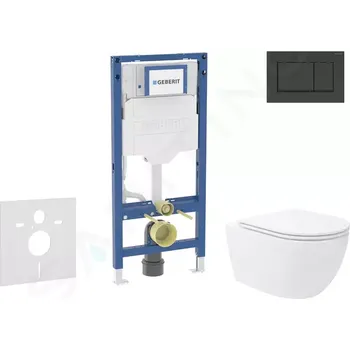 Geberit Duofix Set předstěnové instalace, klozetu Oudee Vortex a sedátka softclose, tlačítko Sigma30, matná černá/černá, SANI11CA5150B