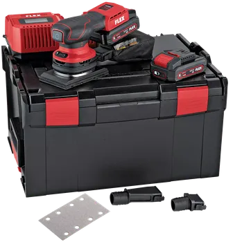 FLEX OSE 2-80 18-EC/2.5 Set, Aku vibrační bruska s regulací otáček bezuhlíková 18 V + Akce brusivo 100ks (Verze: s kufrem, rychlkonabíječkou a 2x baterií 2.5 Ah)