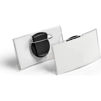 Archivační box DURABLE 8124, Akrylová konvexní jmenovka 40x75 mm s kombinovaným klipem, čirá