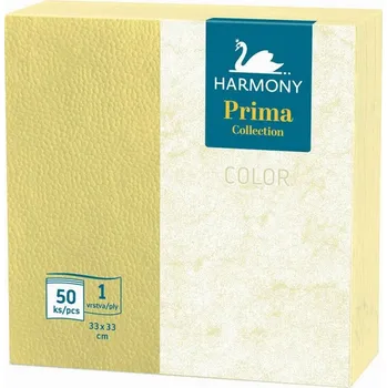 Papírový ubrousek Papírové ubrousky Harmony Prima Color žluté 33x33, 1 vrstvé servírovací, 50ks