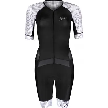 Dámské tričko Cyklistická kombinéza FORCE POINTS LADY černo-bílá barva: černá, velikost: L