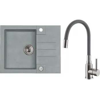 Granitový dřez Set Alveus (dřez Rock 30 Beton 81 + baterie Mintas Beton/Kartáčovaná ocel) SETA25303