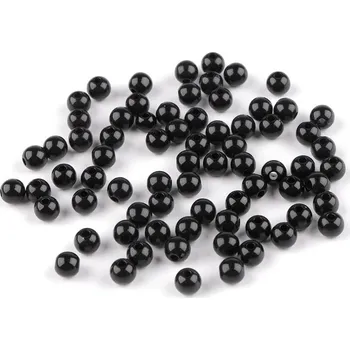 Plastové korálky Ø6 mm Varianta: 10 černá, Balení: 10 g