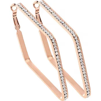 Souprava šperků MPM Dámské ocelové kruhové náušnice 6983, 70 mm - růžově pozlacené