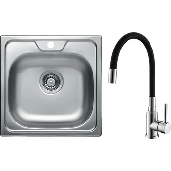 Kuchyňský dřez Set Alveus (dřez Allux 70 Natur + baterie Mintas Černá/Chrom) SETA23211