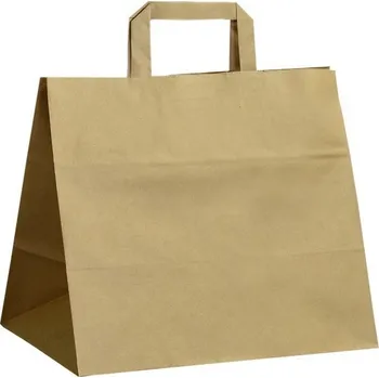 Harmanec-Kuvert Papírová taška Take-away s plochým uchem 32x20x28 cm, hnědá, do 6 kg