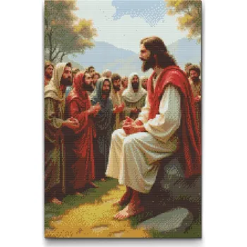 Diamantové malování Diamantové malování - Kázaní Jěžíše v lese Velikost: 40x60cm, Rámování: Pouze srolované plátno, Diamanty: Čtvercové