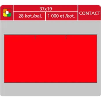 Samolepící etiketa S&K LABEL Etikety cenové S&K 37x19 Contact (obdélník) červené, 1000 ks