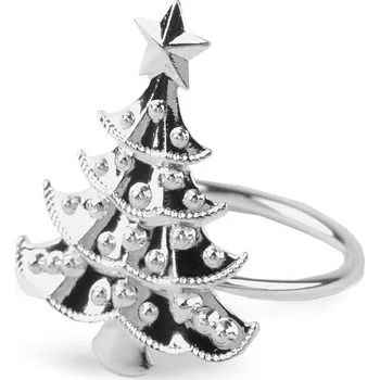 prostírání Kroužek na ubrousek stromeček, barva 1 stříbrná