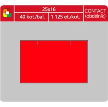 Samolepící etiketa S&K LABEL Etikety cenové S&K 25x16 Contact (obdélník) červené, 1125 ks