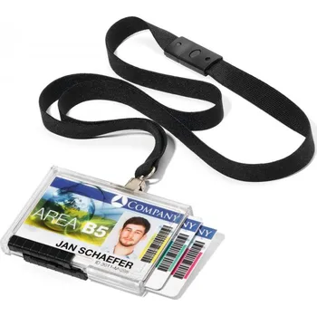 Módní doplněk DURABLE 8925, pouzdro na 3 ID karty se šňůrkou PUSHBOX TRIO