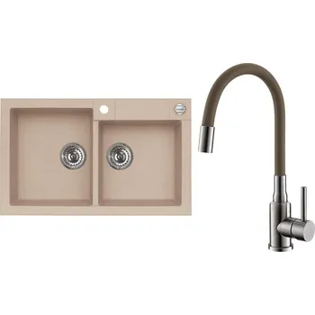 Set Alveus (dřez Rock 90 Beige 55 + baterie Mintas Béžová/Kartáčovaná ocel) SETA25312