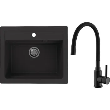 Granitový dřez Set Alveus (dřez Atrox 30 Black 91 + baterie Mintas Černá matná) SETA25049