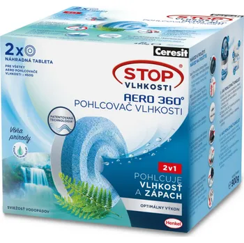 Pohlcovač vlhkosti Henkel Ceresit Stop Vlhkosti AERO 360°, tablety do pohlcovače vlhkosti, 2 x 450g, svěžest vodopádů