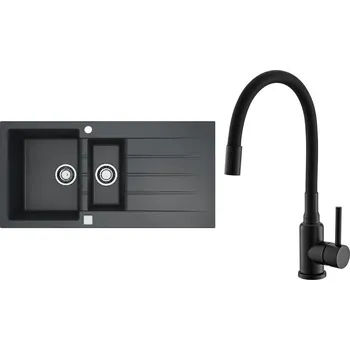 Granitový dřez Set Alveus (dřez Cadit 80 Black 91 + baterie Mintas Černá matná) SETA25159