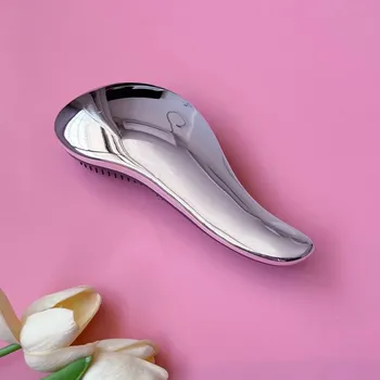 kartáč na vlasy Lesklý masážní kartáč na vlasy - Stříbrná