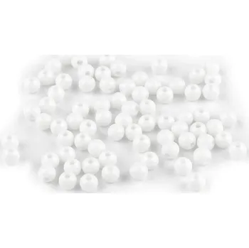 Korálek Plastové korálky Ø6 mm, barva 1 bílá
