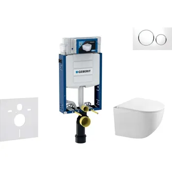 Klozet GEBERIT - Kombifix Set předstěnové instalace, klozetu Gaia a sedátka softclose, tlačítko Sigma20, bílá/chrom SANI15CA3114