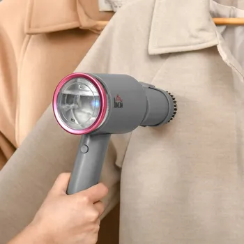 Žehlička HOMCOM Parní žehlička s kartáčem 27,5 x 18,2 x 9 cm | šedá a růžová