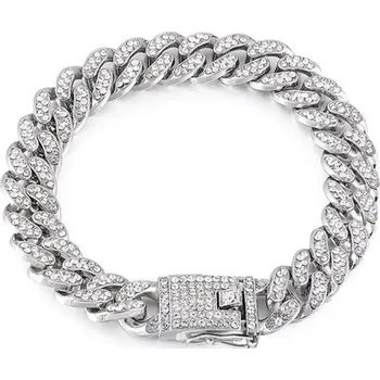 Obojek pro psa Luxusní kovový obojek pro psy a kočky | designový obojek pro domácí mazlíčky - stříbro-55cm