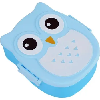 Svačinový box Box na svačinu | krabička na jídlo s příborem, styl sovička - Modrá