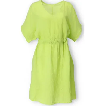 Dámské šaty Lněné šaty kr. rukáv 9764 barva: zelená-limetka