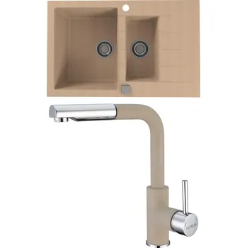 Granitový dřez Set Alveus (dřez Cadit 70 Beige 55 + baterie Siros Beige 55) SETA25144