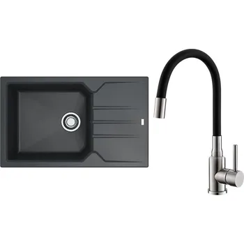 Set Alveus (dřez Record 40 Black 91 + baterie Mintas Černá/Kartáčovaná ocel) SETA25409