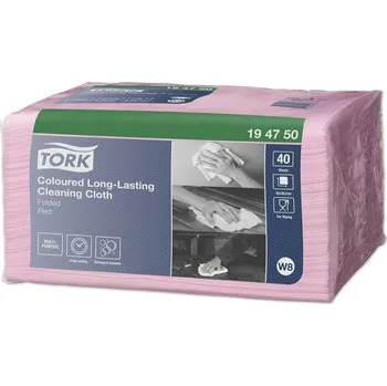 Tork 194750, barevné čistící utěrky růžové, 40 útržků, W8, netkaná textilie