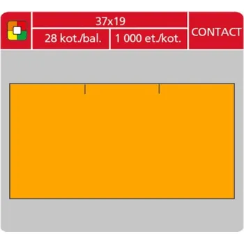 Samolepící etiketa Antalis Etikety cenové S&K 37x19 Contact (obdélník) oranžové, 1000 ks