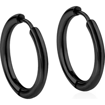Náušnice Elegantní nerezové kruhové náušnice v různých velikostech - černá,14mm