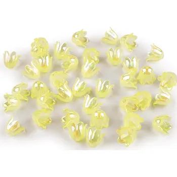 Korálek Plastové korálky zvoneček / sukýnka s AB efektem 9x11 mm Varianta: 2 žlutá světlá, Balení: 10 g
