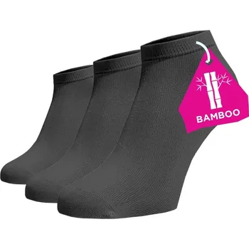 Dámské ponožky Zvýhodněný set 3 párů kotníkových bambusových ponožek - tmavě šedé Viskoza (Bambus) 35-38