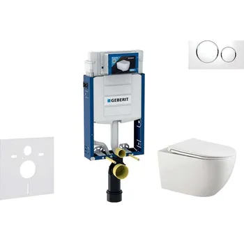 Klozet Geberit Kombifix - Set předstěnové instalace, klozetu Gaia a sedátka softclose, tlačítko Sigma20, bílá/chrom SANI15CA3117