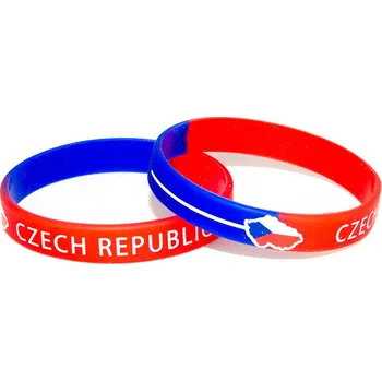 Náramek Náramek silikonový s vlajkou Czech Republic - modrý-červený