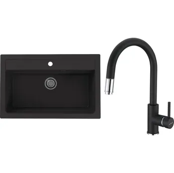 Granitový dřez Set Alveus (dřez Atrox 40 Black 91 + baterie Delos Black 91) SETA25056