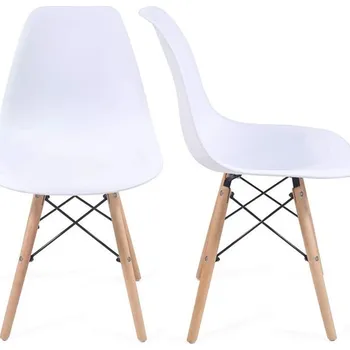 Nábytek Miadomodo Sada 2 jídelních židlí s plastovým sedákem, bílá