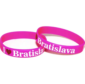 Náramek Náramek silikonový I Love Bratislava - růžový
