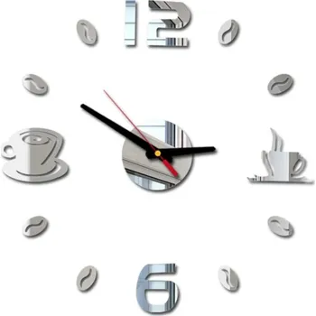 Hodiny Nástěnné hodiny | nalepovací hodiny na zeď - Stříbrná