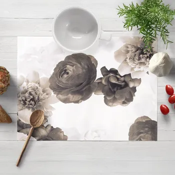 prostírání Dekorační prostírání na stůl PM-016 Velké hnědé květy 30x40 cm