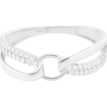 Prsten GEMMAX Trendy prsten z bílého zlata se zirkony vel. 50 – zlatý šperk ryzosti 585/1000 v Dárkovém balení s Certifikátem GLRWB-50-03319