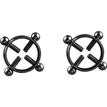 Piercing Falešný piercing do bradavky - 2ks - černá