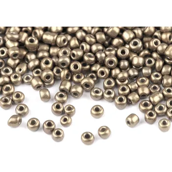 Dětské navlékací korálky Rokajl 8/0 - 3 mm metalický, neprůhledný, malé, QK18 zlatá sv.