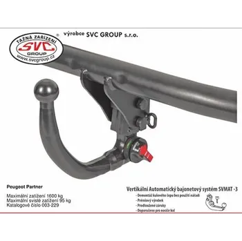 Tažné zařízení Tažné zařízení Peugeot Partner Standardní L1 10/2018-> SV 003-229, SVC GROUP