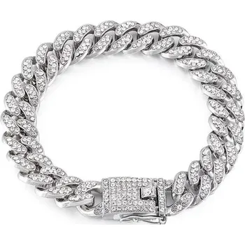 Obojek pro psa Luxusní kovový obojek pro psy a kočky | designový obojek pro domácí mazlíčky - stříbro-25cm