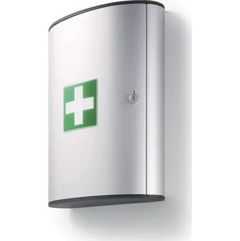 Lékárnička DURABLE 1974, nástěnná lékárnička včetně vybavení stříbrná, leštěný hliník